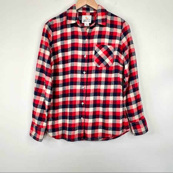 Field & Stream red plaid check flannel long sleeve button down shirt women's M - Picture 7 of 7
